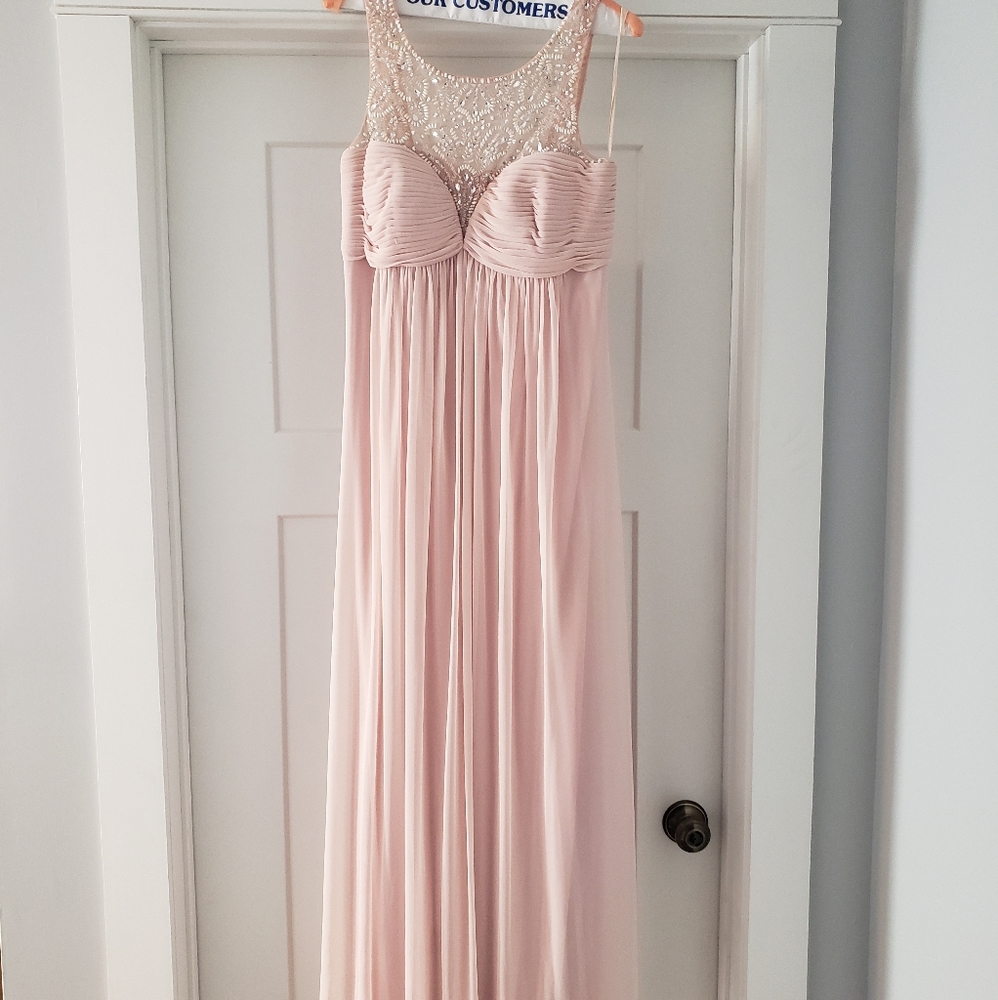 Aqua pink beaded chiffon gown size 10